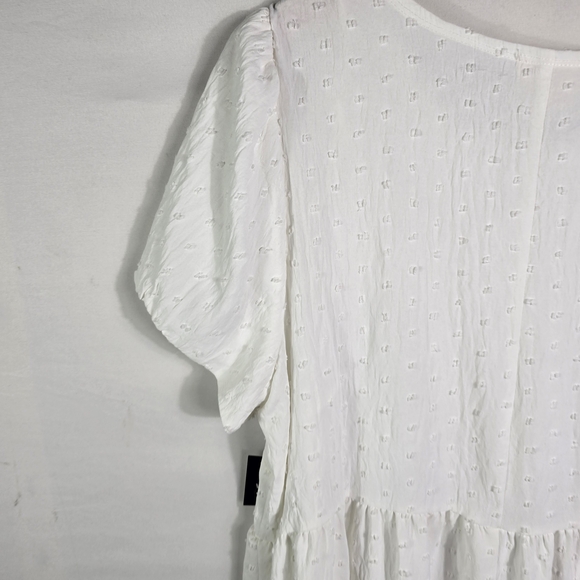 Nwt 52Seven White Babydoll Midi Dress Textured Tiered Size 1X - Picture 10 of 13